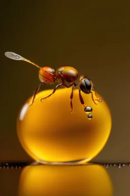 An ant and a drop of honey