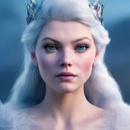 A portrait of a crystalised casttle ices snow queen, atmospheric,fantasy, realistic, unreal engine 5, cinematic lighting, octane render.