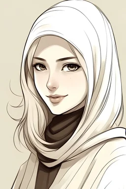 رسم بسيط،فتاة ، شقراء،تلبس الحجاب، توقيع باسمBella
