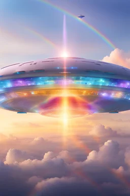 ufo rainbow very beautiful, cité très futuriste ultra moderne, ufos fleet, intergalactic,