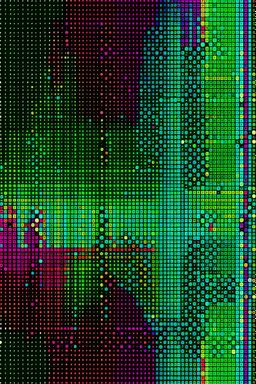 SQUARE GRID ABSTRACT LINES AND DOTS DANCING FULL COLOUR STYLE OF HIROKU OGAI