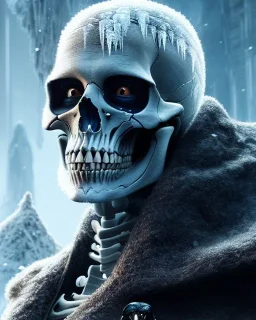 A portrait of a frozen skeleton by pascal blanche rutkowski repin artstation hyperrealism painting concept art of detailed character design matte painting, 4 k resolution blade runner, digital Art, perfect composition, beautiful detailed intricate insanely detailed octane render trending on artstation, 8 k artistic photography, photorealistic concept art, soft natural volumetric