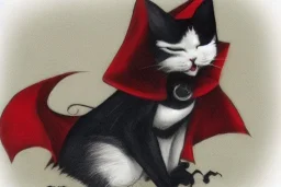 Vampire cat with cape....