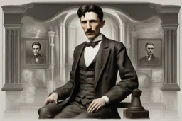 Nikola Tesla lifelike in the style of 3-d