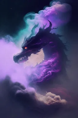 fog and smoke in a shape of a monsterous dragon demon beast and a colour of cosmos