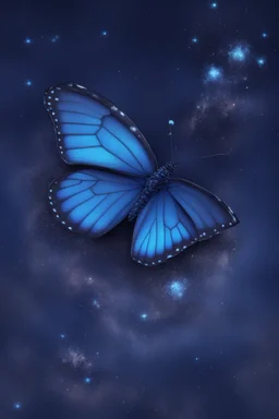 Luminous blue butterfly and manure full of stars