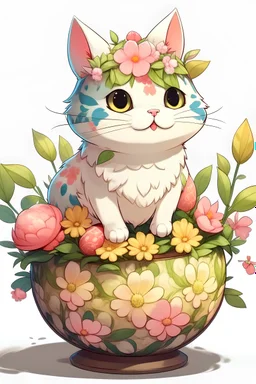 flower egg anime cat
