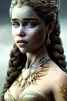 close up portrait of fog as wonderfull emilia clarke woman indian clothes, fine detail, highly intricate, modern surrealism painting, defined cracks and breaks, high-quality, volumetric lighting, 8k, ultrahd, George Grie, Marco Escobedo, Igor Morski,Brian Froud, Howard Lyon, Selina French,