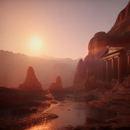 Petra, sunset, beautiful, realistic, hyper detailed, unreal engine 5, octane render