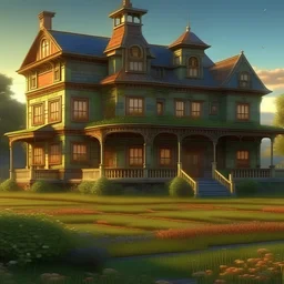 Fantastic country houses in a grassy savannah, Guido Borelli da Caluso, intricate, elegant, 8k, beautiful, over-detailed, clear quality, colorful, very cute, Mark Raidan, Thomas Kincaid, Gustav Klimt. Dmitry Vishnevsky, Android Jones