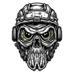 skull mask from call of duty drawings in vector images, comic, white background, soldier, Secret Agent