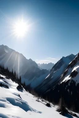 berge mit Schnee und sonne