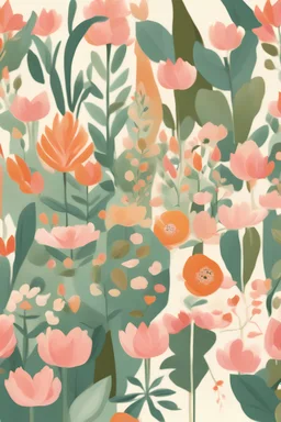 Generate a gouache illustration that's resonant of growth and thriving and femininity. Use landscape elements