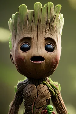 Groot toddler, cry, full body, bokeh, hyper realistic