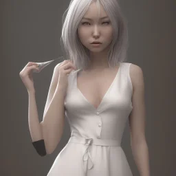 portrait only hitomi tanaka, white dress, 8k, highly realistic, octane render,