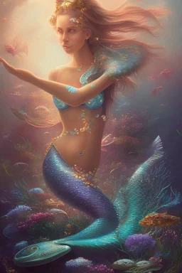 Mermaids, high-fantasy, digital art.