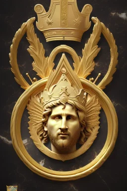 Ultra Realistic image, Roman sculpture, white marble material, Lionel Messi, gold Laurel leaves wreath, god crown, renaissance ornaments, one gold star in heart, sun ornament, sun rays background, chisel style, waist up portrait, emperor style, epic, celestial, cinematic lighting, God light, god rays, 4k resolution, smooth details, ornate details, soft lighting, unreal engine 5, art station, substance 3d.