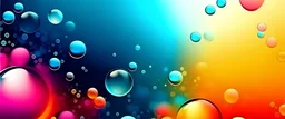 abstract pc desktop wallpaper background with flying bubbles on a colorful background.