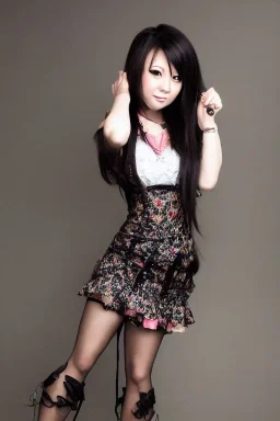 Portrait lady, full body shot, full-color long shot gyaru