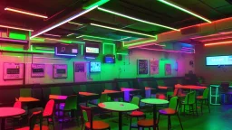 cybercafe with neon lights