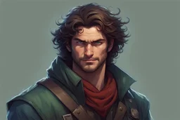 Мужчина, плащ, растрёпанные волосы, ухмылка на лице, Порой серьёзный, Волосы чёрные, коричневые или рыжие, глаза синие или зелёные, Чел достаточно наглый, но в целом как персонаж неплохой натуры, Наверное мент местный или наёмник
