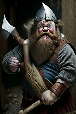 middleaged dwarf with an axe