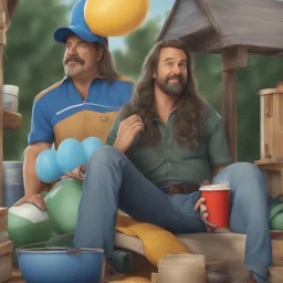 "hyper-kentucky hill billy trash style, ultra detailed photorealistic A longhair middle aged Big feet Willy, final render"