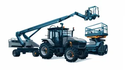 a generic Boom-lift, tractor and scissor-lift on a white background. Smooth vector