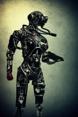 diver like a cyborg,with gun,detail,textures,cinematic