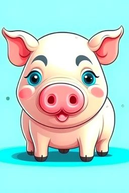 sweet illustration of a cute pig, in a cartoon style