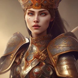 portrait of a warrior with ottoman beautiful girl themed armour, extremely detailed, UHD, 8k,The close-up camera effect,sharp focus, perfect position,hyperphotorealistic, unreal engine 5, octane render