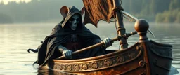 grim reaper mouse cape harlekin, morning in ornate boat, scimitar, together with norwegian folk lore "pesta"