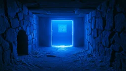 A small room surrounded by cold, damp stone walls. There are no visible doors, but a faint blue light emanates from a crack in the floor, illuminating strange symbols carved into the walls.