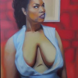 Full body portrait, painting, medium shot lady LuxuriousBaddie