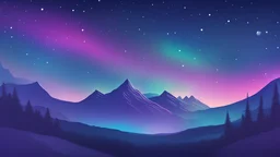 starry night sky, dark rainbow gradient sky, blue and purple gradient sky, aurora borealis