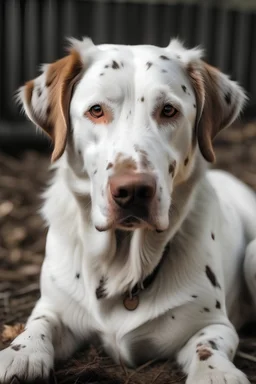 perro blanco conmancha marron tipo perdicero