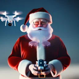 Drone kullanan noel baba, octane render, 8k, --ar 1:1