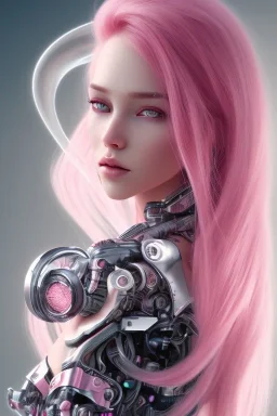 cyborg, pink hair,seven , perfekt, real, dream