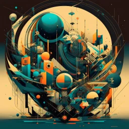 futuristic digital collage by Petros Afshar, abstract art. EX-MACHINA, geometric assembly