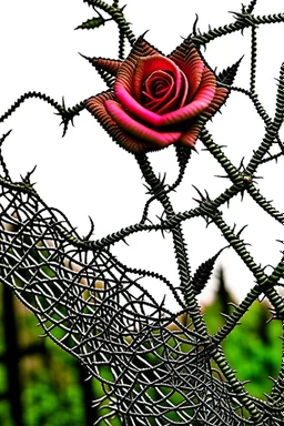 Rose-flower wrapped with barbed-wire