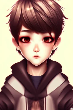 Shota, cute, brown hair, portrait, shy, blushing