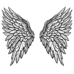 cartoon drawing of angel wings against a white background.