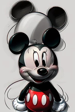 Sketch of Mickey Mouse, insane details