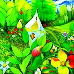 beautiful spring patchwork in the style of Raymond Briggs, Laurel Burch, Randolph Caldecott, Picasso. Modifiers: extremely detailed fantasy oil on canvas very attractive imperial colors fantastic view 4K 3D focused