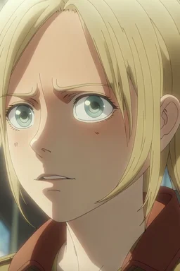Attack on Titan screencap of a female Blonde with freckles