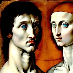 portrait of a couple male and female Michelangelo style