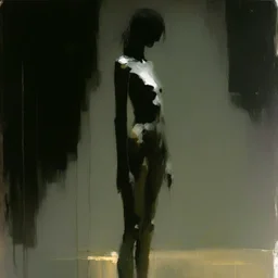 Minimal abstract oil painting of concrete of body and illuminated . In the style of Justin Mortimerand Ashley Wood