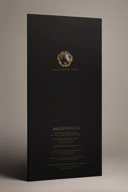 An extremely formal, funeral program for a black man on darkest bronze deeply pigmented velvet paper with brilliant, brightest heavy golden fonts, simple, minimalistic, less element, very dramatic lighting