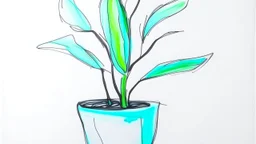 Expressive oil pastel drawing of a minimalist plant. Style must be punk. White background.