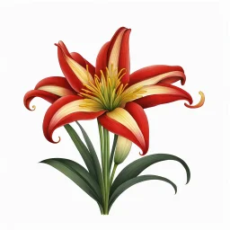 Western Red Lily flower on white background, illustration